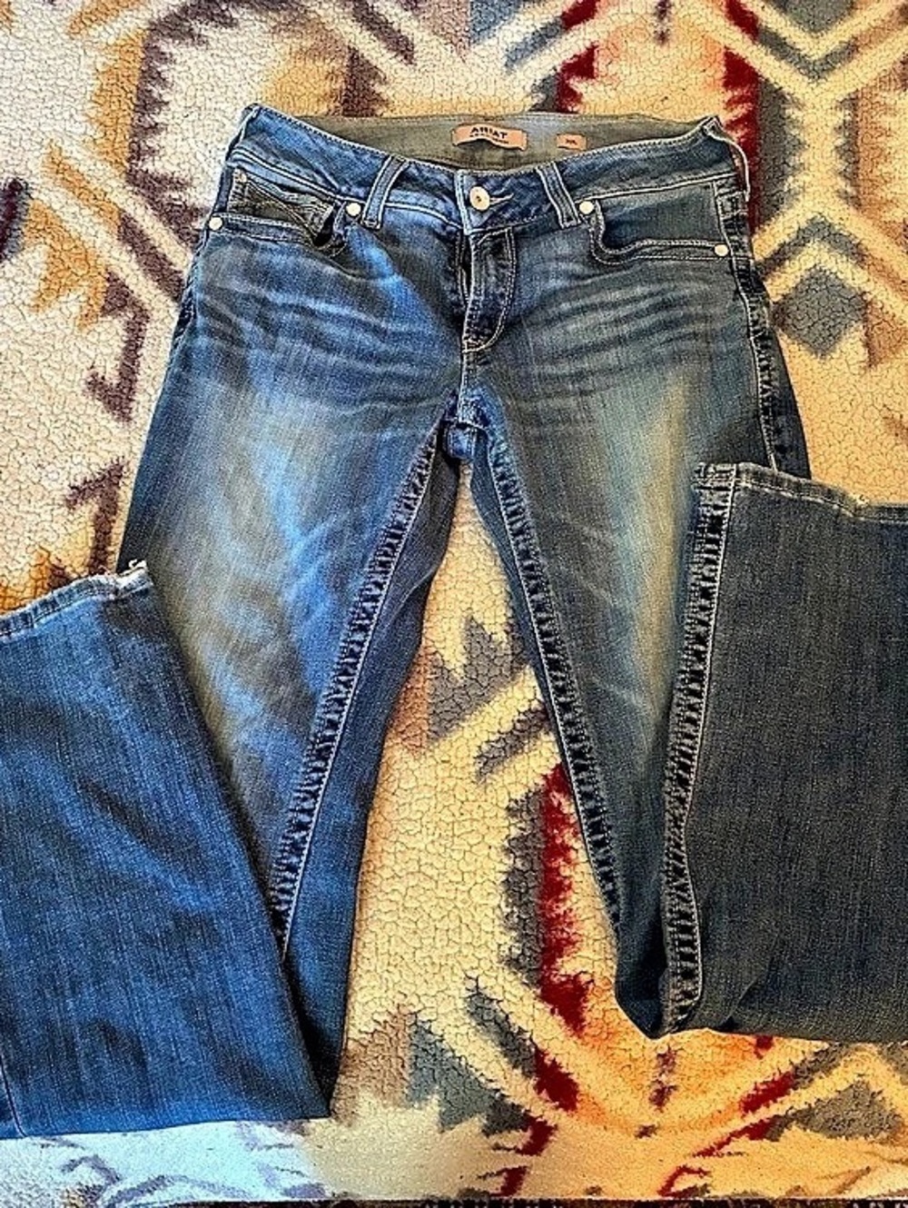 Ariat R.E.A.L. Mid Rise Entwined Boot Cut Jean Boot Cut Jeans in Blue Waist 10